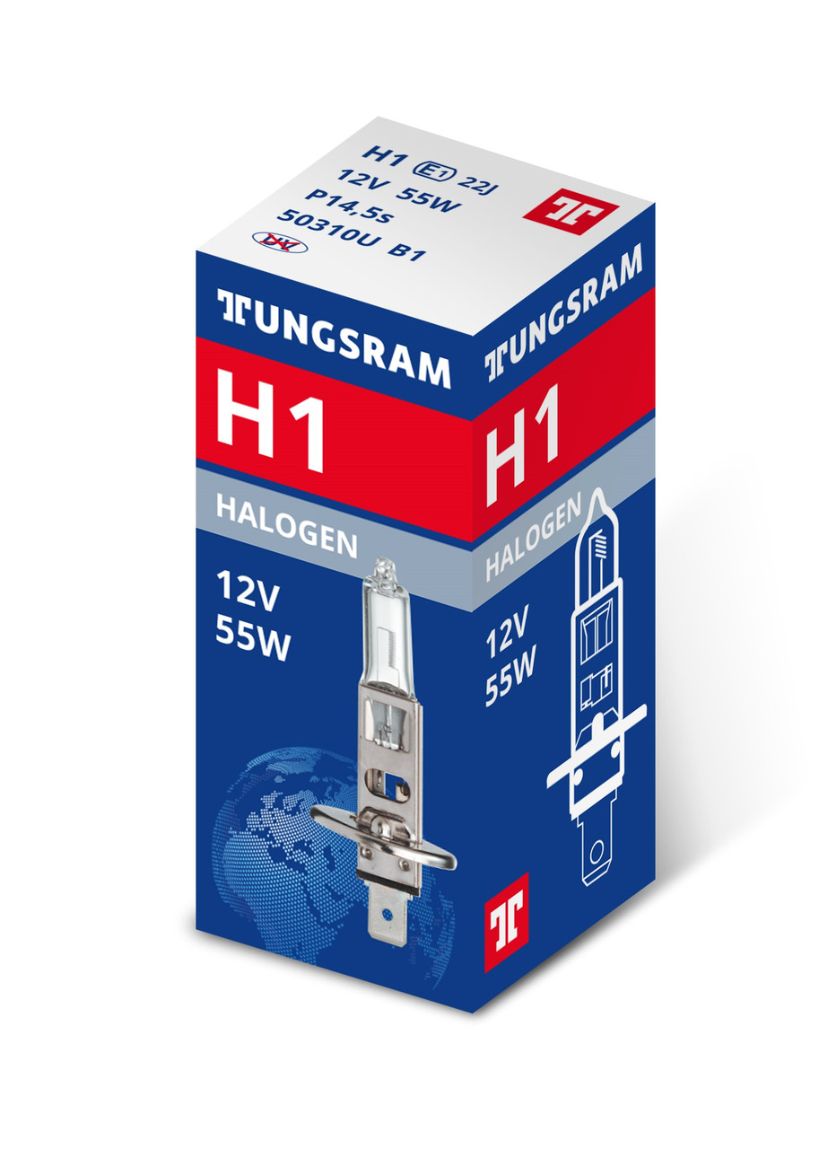 Автолампи Н1 Tungsram Standart P14.5s 12 V 55 W картонне паковання (Угорщина)