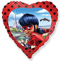 Фольгована повітряна куля Flexmetal Леді Баг у серці 18" 46 см