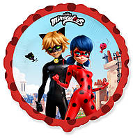 Фольгована повітряна кругла куля Flexmetal Леді Баг та Супер Кіт 18" 46 см