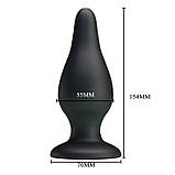 Велика Чорна Анальна пробка із силікону PRETTY LOVE, фото 3
