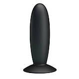 Анальна пробка із вібрацією силіконова чорна Довжина 11см Діаметр 3,3см, фото 9