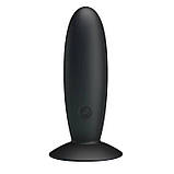 Анальна пробка із вібрацією силіконова чорна Довжина 11см Діаметр 3,3см, фото 10