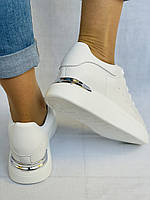 K.lasiya. Жіночі кеди-кросівки білі на платформі. Натуральна шкіра. Розмір 35 36 37 38 39 40, фото 3