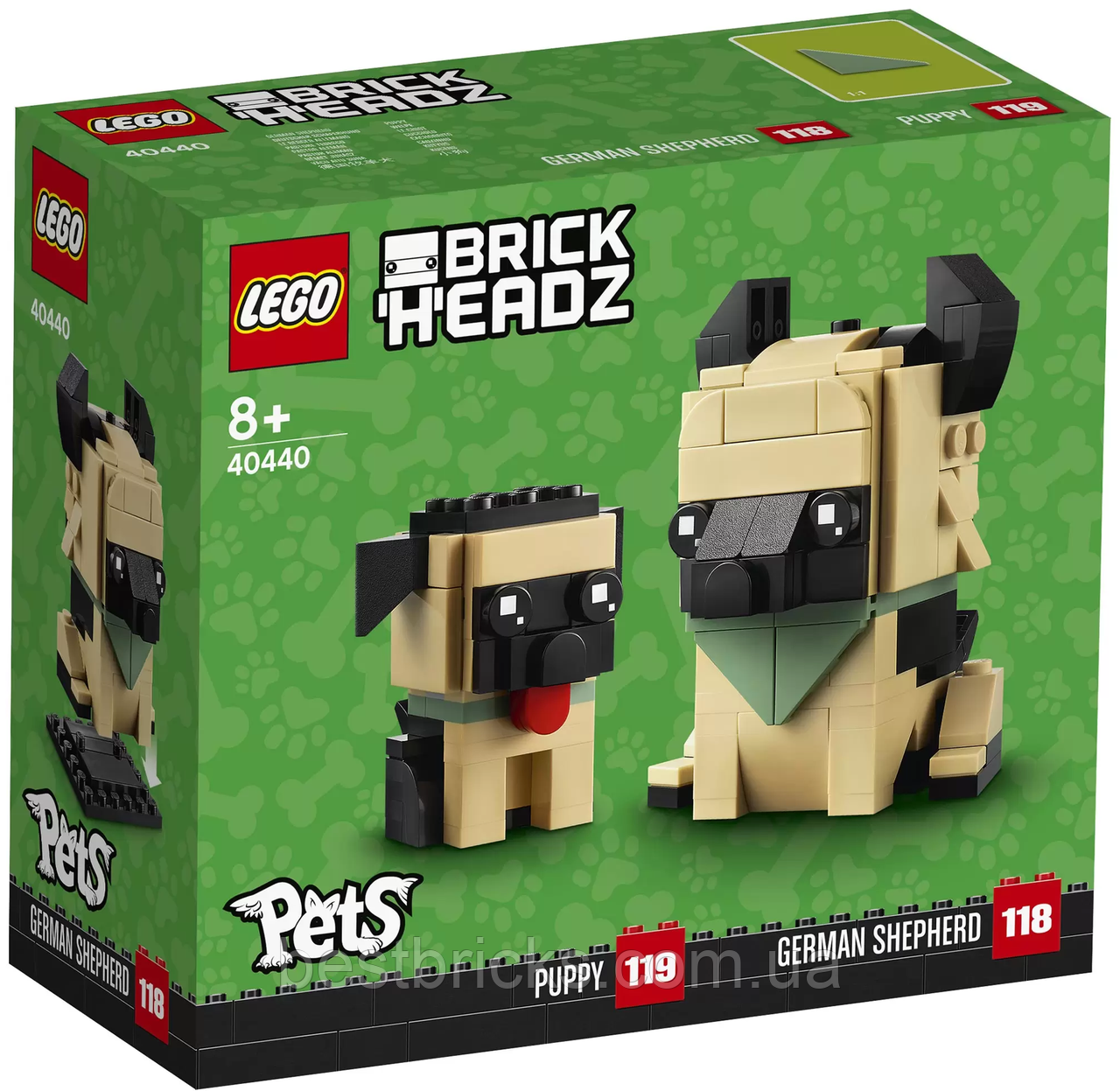 Lego BrickHeadz Німецька вівчарка та щеня 40440, фото 1