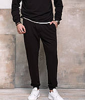 Чоловічі спортивні штани трикотаж на манжетах чорні