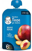 Gerber Пюре фруктовое Яблоко и персик (пауч) 6м+ (150 г)