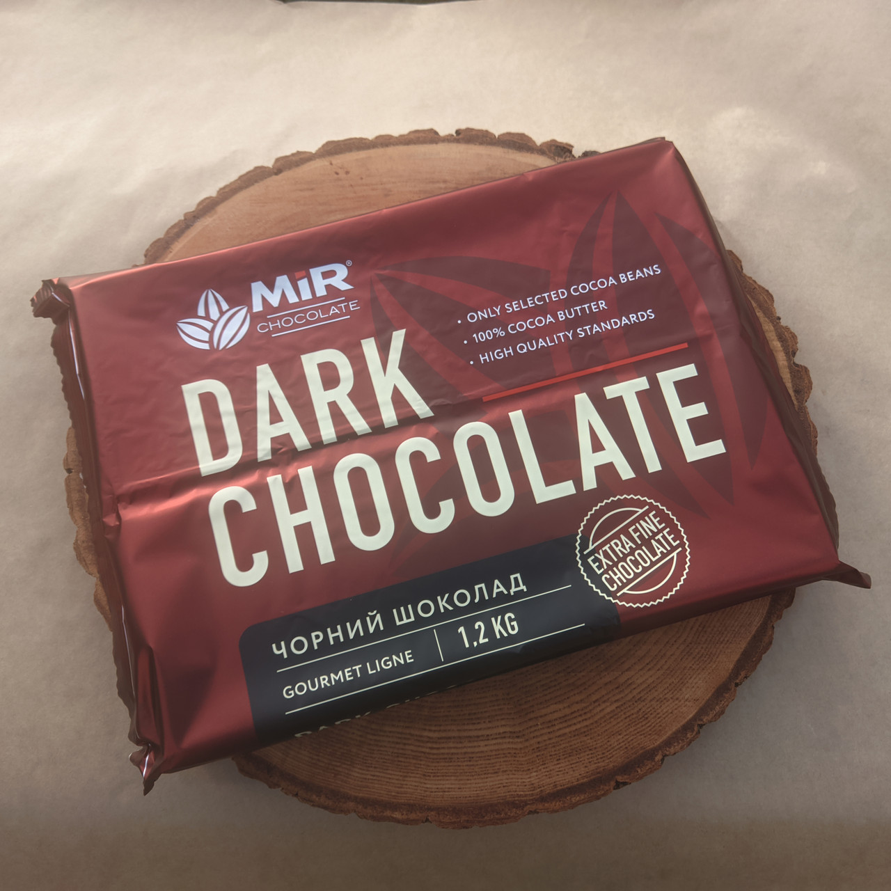 Шоколад чорний 58% МИР (MIR Chocolate) 1,2 кг плитка фольга