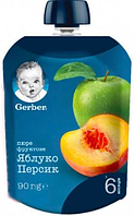 Gerber Пюре фруктове Яблуко та персик (пауч) 6м+ (90 г)