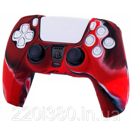 Силіконовий чохол для джойстика PS5 DualSense червоний камуфляж