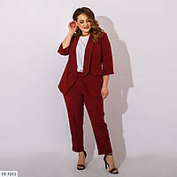 Классический женский деловой костюм тройка брюки, пиджак, блузка рукав три четверти больших размеров 48-62