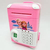 Электронная Копилка сейф с кодовым замком + купюроприемник, чемодан Холодное сердце Розовая