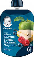 Фруктове пюре Gerber Яблуко, груша, малина та чорниця з 6 місяців 90 г