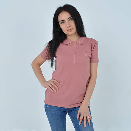 L,XL,2XL. Жіноча футболка поло / Samo - Узбекистан, м'який та приємний бавовняний матеріал, колір рожевий (пудра), фото 2
