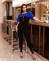 Стильный брючный костюм женский блузка-туника и брюки с разрезами большого размера р-ры 50-60 арт. 2266