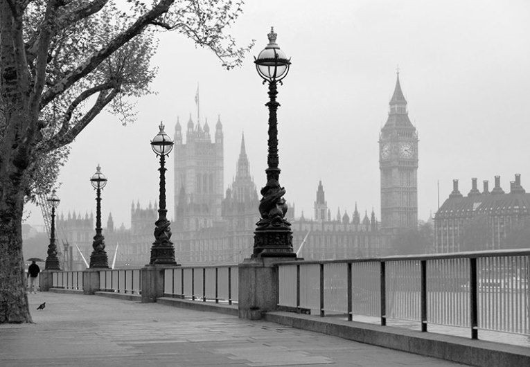 Фотошпалери 366х254 см Wizard + Genius 142 місто Лондон-туман 8 сегментів (7611487065050)+клей