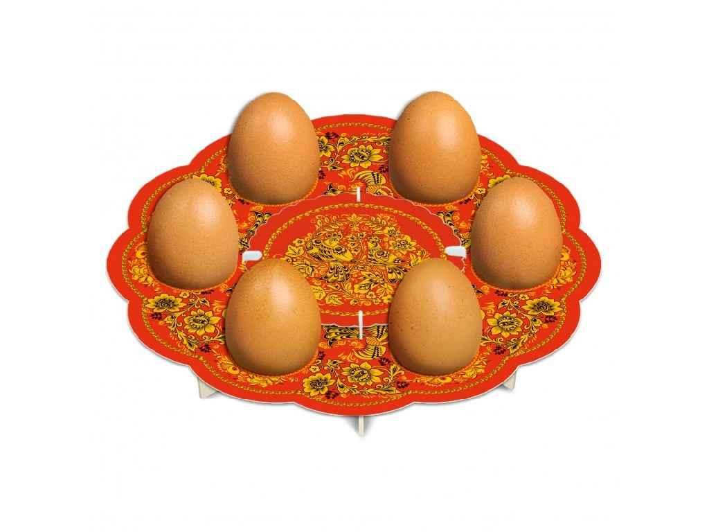 Декоративна підставка для яєць №6 Хохлома (6 яєць) ТМ EASTERS, фото 1