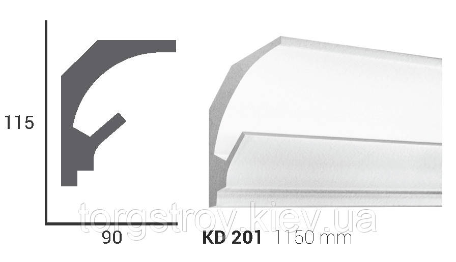 Профіль для прихованого освітлення KD 201 (1.15 м), Tesori, фото 1