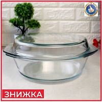 Кастрюля из жаропрочного стекла для запекания 1.5 л стеклянная кастрюля форма круглая с крышкой бытовая