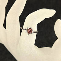 Кольцо "Корона" с розовым кристаллом 15,15.5, 17 р-р