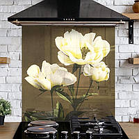 Жаропрочное стекло для кухни / Фартук Японские пионы