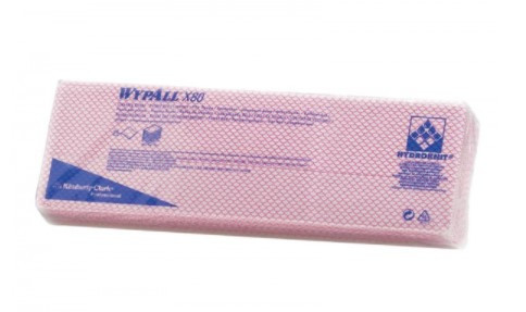 Протиральний матеріал WYPALL X80 в пачці, червоний, 129,6 гр/м2, 25 аркушів, 1 шар, Kimberly-Clark