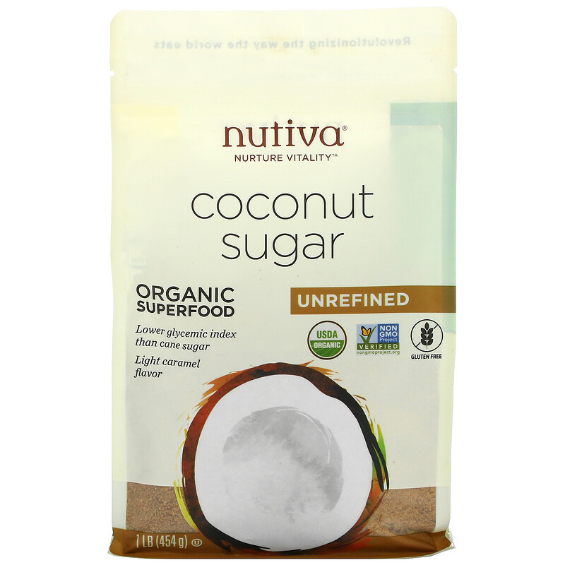 Nutiva, органічний кокосовий цукор, нерафінований, 454 г