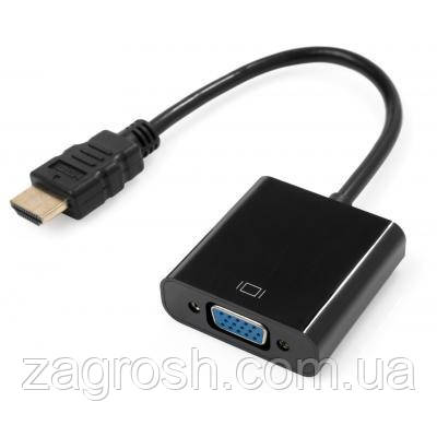 Promo Ціна! Перехідник HDMI M to VGA F 0.15m 1080p black Vinga (VCPAHDMIM2VGAFBK) - тільки на ZaGrosh.com.ua, фото 1