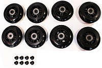 Комплект колес для роликов 64 мм (8шт.) с подшипником черные колеса для роликовых коньков