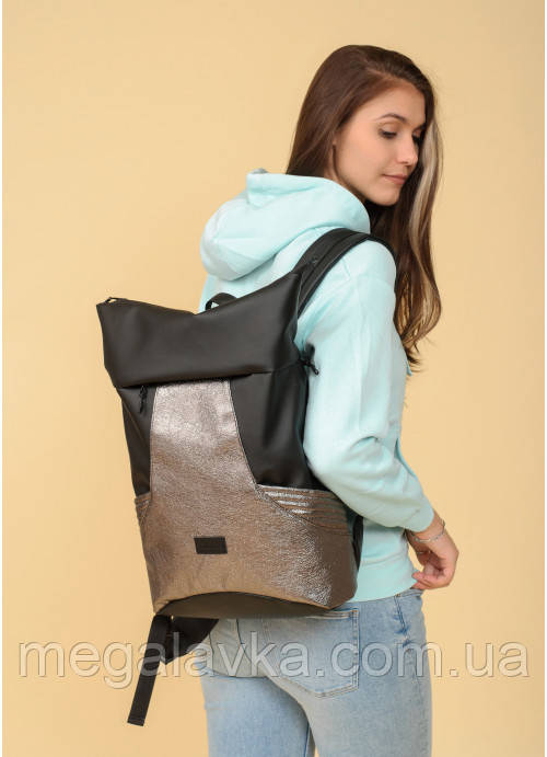 Рюкзак ролл Sambag RollTop MQN Чорний з бітом - MegaLavka