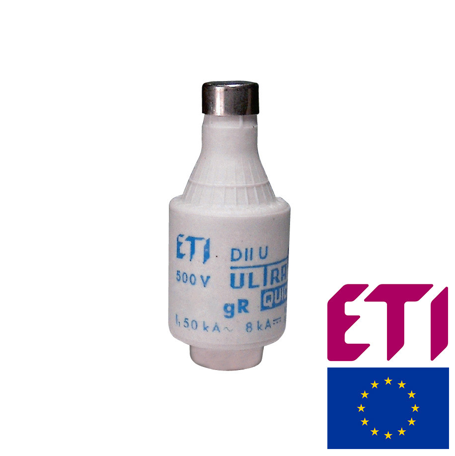 Запобіжник ETI DII UQ gR 2A 500V E27 50kA 4322001 (швидкий), фото 1