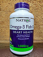 Рыбий жир с маслом лимона 150 капсул Омега3 Natrol Omega-3 Fish Oil 1000 mg США