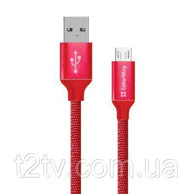 Дата кабель USB 2.0 AM to Micro 5P 2.0m red ColorWay (CW-CBUM009-RD)