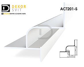 Профіль тінового шва 20мм з каналом для LED підсвітки АСТ201, 20х37 мм. Білий