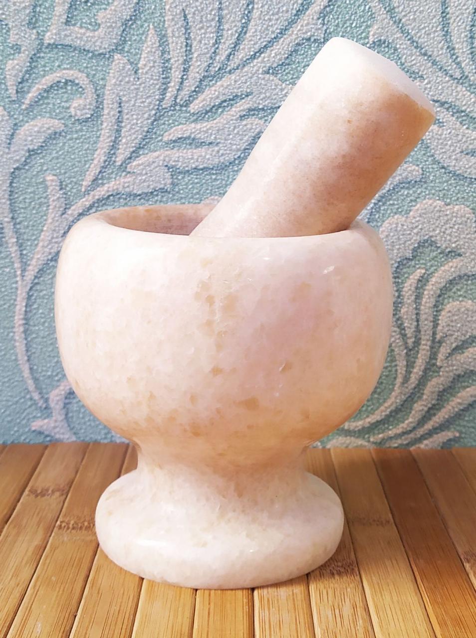 Ступка з товкачиком для спецій. Кухонні ступка з каменю. Ступка для спецій. Мармурова ступка з товкачиком, фото 1