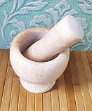 Ступка з товкачиком для спецій. Кухонні ступка з каменю. Ступка для спецій. Мармурова ступка з товкачиком, фото 2