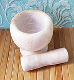 Ступка з товкачиком для спецій. Кухонні ступка з каменю. Ступка для спецій. Мармурова ступка з товкачиком, фото 3