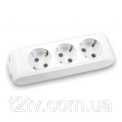 Колодка для подовжувача Panasonic X-tendia із заземленням 3 гнізда grey (WLTB04302GR-UA), фото 1