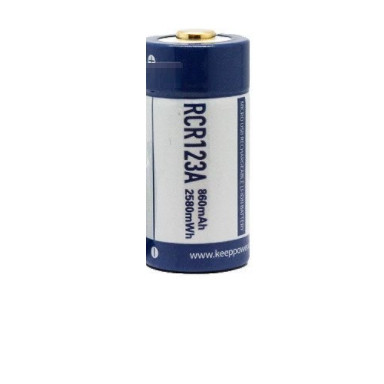 Акумулятор з microUSB Keeppower RCR123A Li-ion 3.0 В 860 mAh (Синій з білим)