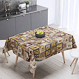 Скатертина лляна на кухонний стіл/ Скатертина з кавовими чашками 120*150, фото 2