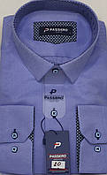 Чоловіча сорочка Passero vd-0020 блакитна приталені однотонна Туреччина текстиль Оксфорд стильна L