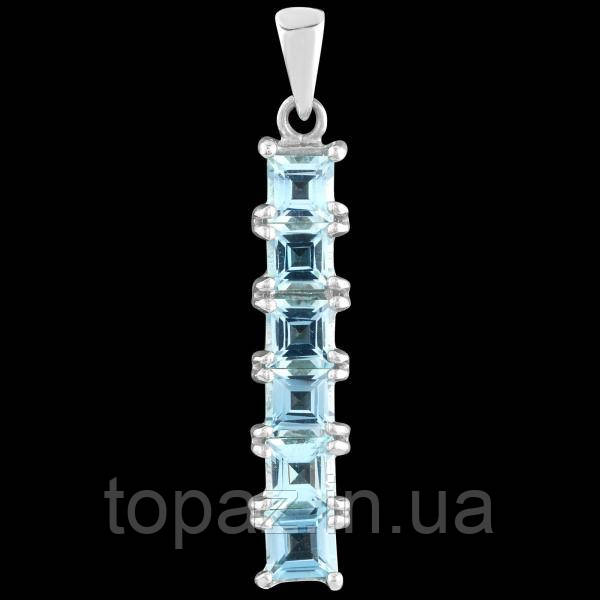 Підвіска срібна 925 натуральний блакитний топаз (SKY BLUE).