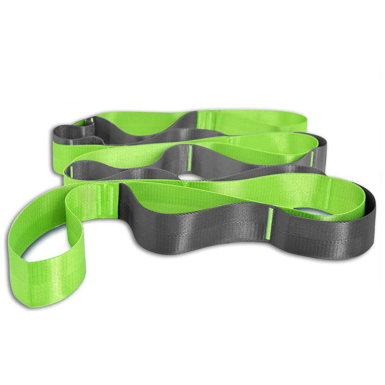 Ремінь для розтяжки Onory Yoga Strap ‎‎Green/Gray (12 петель)