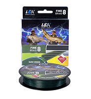 Шнур L&K X8 Fine Braid Teflon Dark Green 150м 0.06мм 4кг