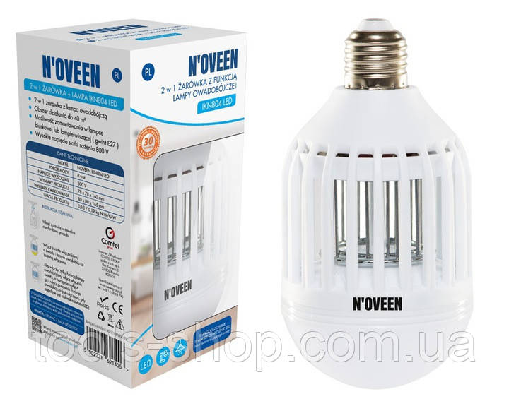 Антимоскітна світлодіодна лампочка Noveen IKN804 LED з цоколем Е27, Польща