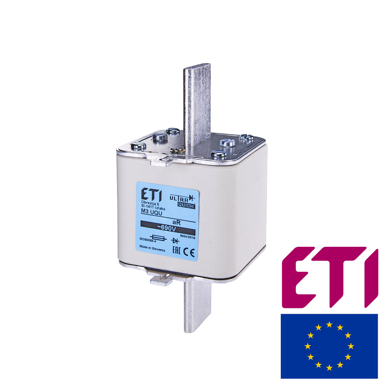Запобіжник ETI M3UQ2 gR 500A 690V 200kA 4725226 ножовий надшвидкий (NH-3), фото 1