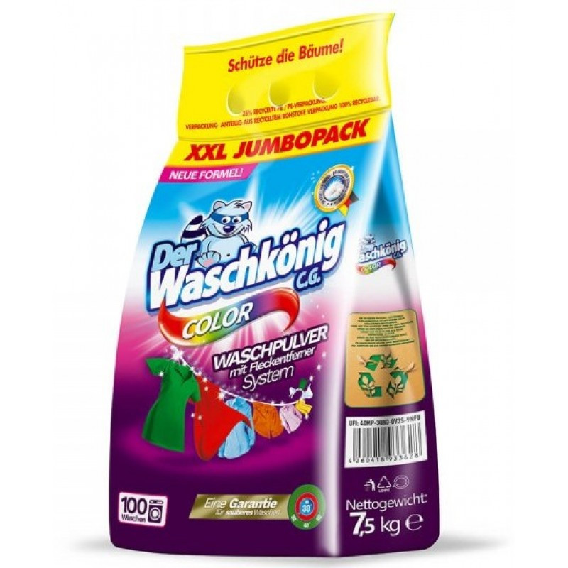 Пральний порошок для кольорових тканин Der Waschkönig Color 7.5 кг п/е