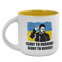 Чашка керамічна матова з принтом "Glory to Ukraine! Glory to heroes!" 350 мл