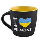 Чашка керамічна матова з принтом "I Love Ukraine" 300 мл жовта
