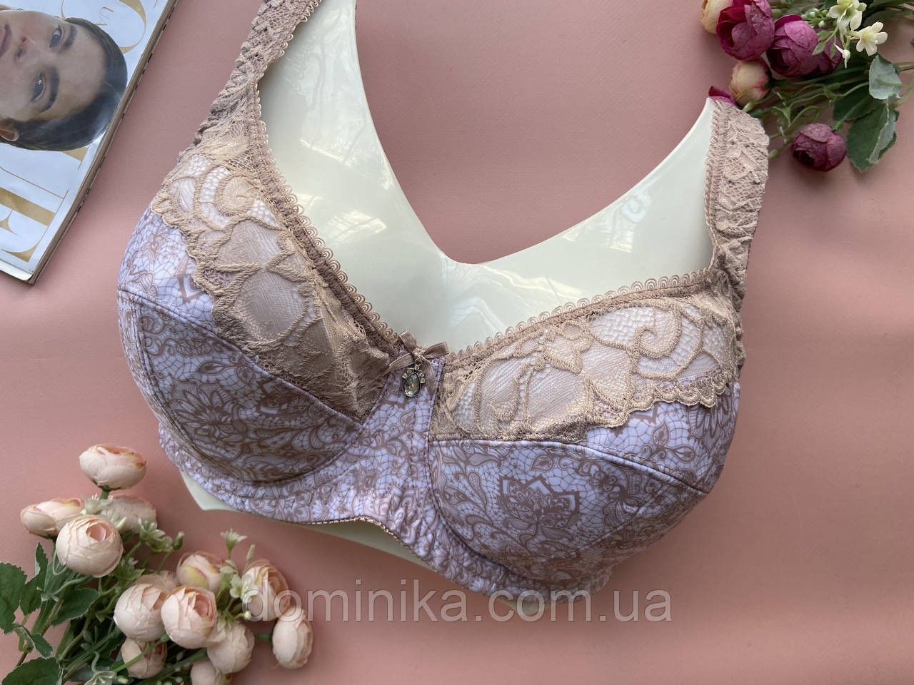 80D Пудровий бюстгальтер на чашку D без поролону