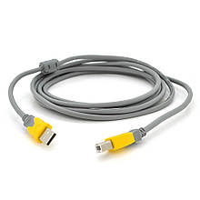 Кабель USB 2.0 V-Link AM / BM, 3.0m, 1 ферит, Grey / Yellow